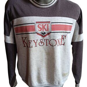 Men's Large Vintage Sweatshirt Diport USA Ski Keystone Colorado T-shirt Distress